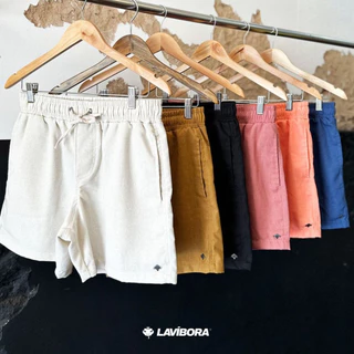 Kit 2 Short de Linho Bermuda Masculina Premium Mauricinho Casual Praia Verão Coloridos Promocao