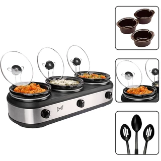 Triplo Buffet Elétrico 2,4L Inox Rechaud 127V Slow Cook Member's Mark Prara
