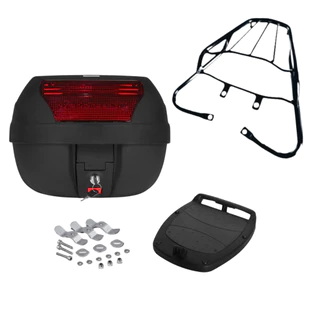 Bagageiro Fan Start 160 150 + Baú Bauleto 28Litros 2014 2015 2016 2017 2018 2019 2020 2021Preto Cromado