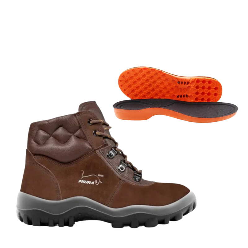 Bota Botina Miura Café Bico de PVC com Palmilha e C.A