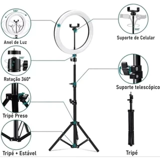 RingLight Iluminador10Polegadas Portáti LumináriaDeLed Luz de preenchimento Para Gravar Vídeos Fotos