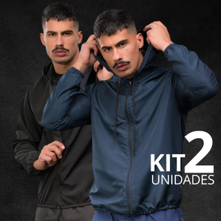 kIT 2 Corta Vento Jaqueta Masculina Masculino Semi Forrada Blusa Casaco PRETO Leve