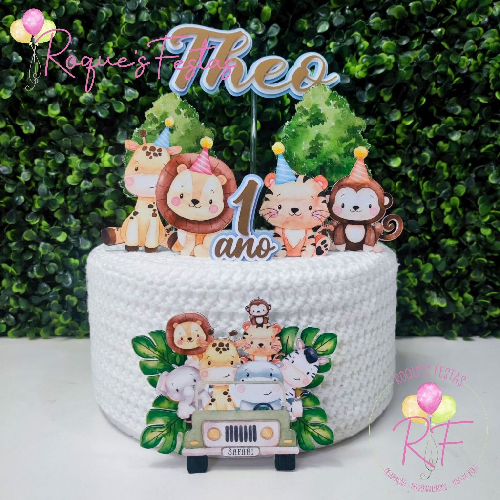Safari - Topo de Bolo Personalizado em Camadas