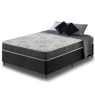 Cama Box Casal Preto + Colchão San Francisco Ortopédico Espuma D33 138x188x54cm