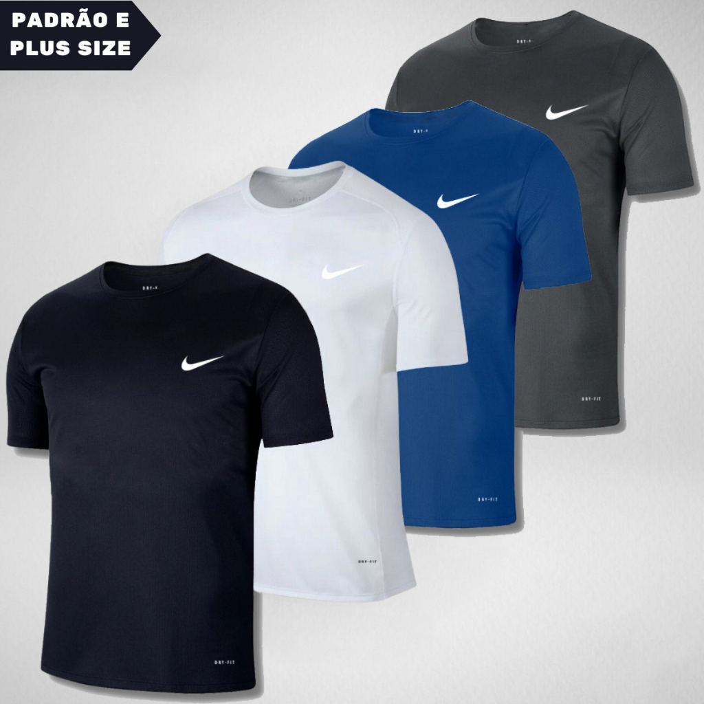 KIT 4 Camisetas Dry fit Padrão e Plus Academia Casual Treino Musculação Esportes ao Ar Livro Exercícios Corrida Tecido Furadinho - ENVIO RÁPIDO