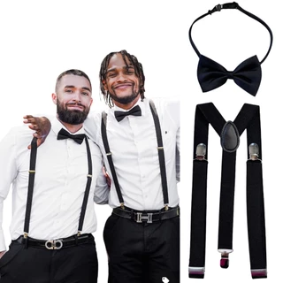 Kit Suspensório e Gravata Borboleta Para Adultos Conjunto Social Várias Cores
