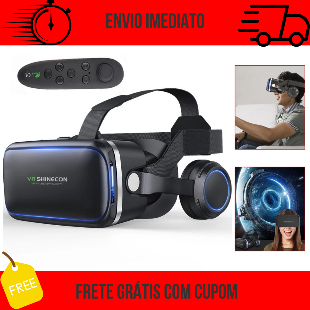 Óculos Vr Realidade Virtual 3d Com Fone De Ouvido E Controle | Shopee ...