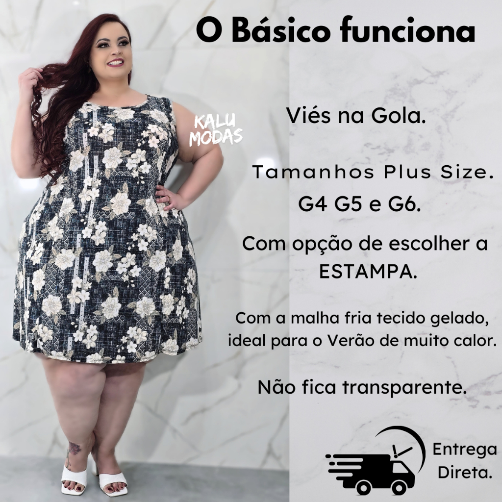 Vestido Plus Size Regata Verão Malha Fria.
