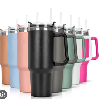 Copo com Alça e Canudo 1,2 litros Térmica Parede Dupla Grande Capacidade Caneca Quente e Frio