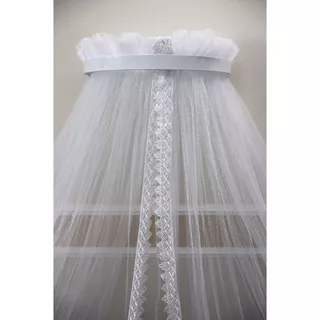 Dossel Com Mosquiteiro Para Berço Tulle Filó Branco Liso Bebê
