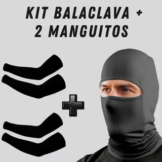 Kit 2 pares de manguito + Touca Ninja Balaclava Toca proteção UV 50+