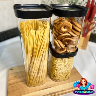 Kit Conjunto 3 Potes Hermético 2000ml | 2x 1000ml - Ideal para Alimentos, Design Empilhável
