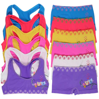 Kit Calcinha Boxer E Top Infantil Juvenil Conforto 4 A 12 Anos
