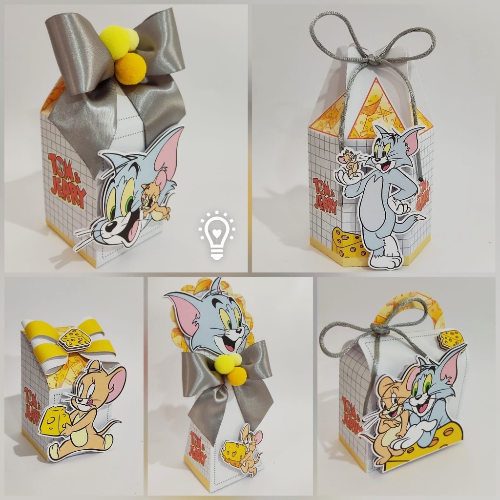 Kit Tom e Jerry Lembrancinha Personalizada Scrap Festa Caixa