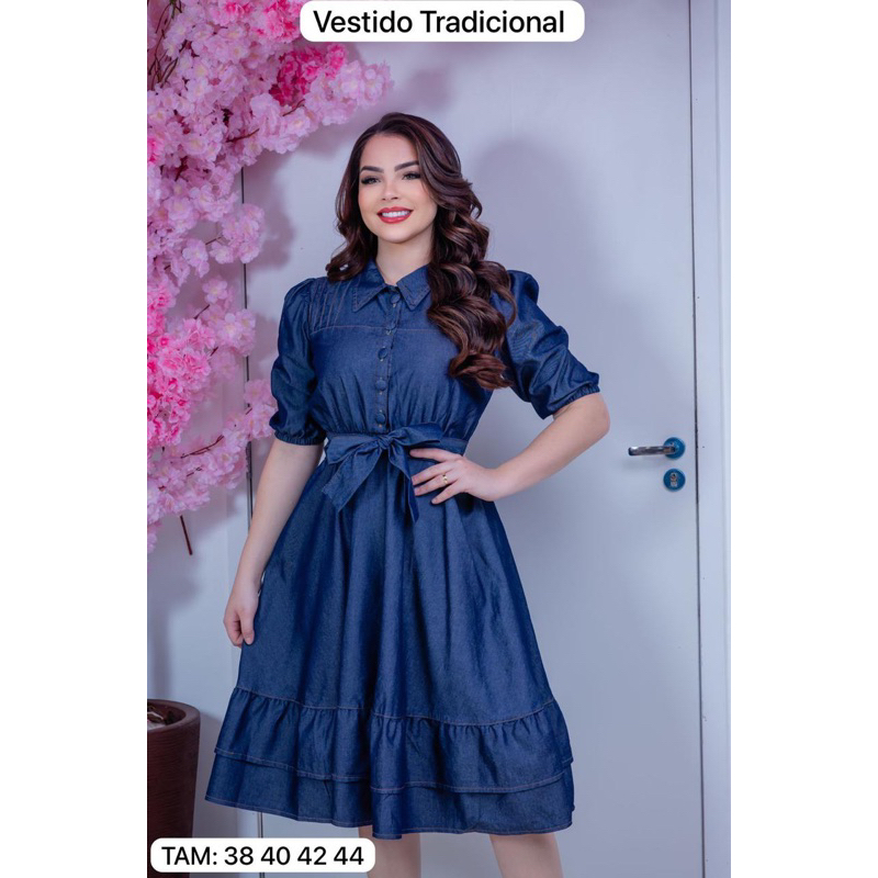 Jeans Midi Vestido Jeans Decotado Vestido Jeans Midi Com Botões ✨