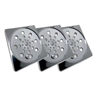 Kit 3 Tampa Ralo Grelha Quadrado 15x15cm Aço Inox Abre e Fecha
