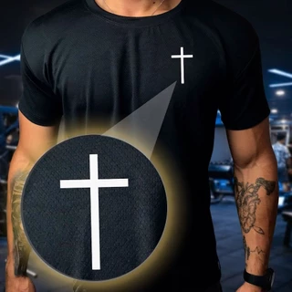 Camisa Dry Fit Masculina - Modelo Cristão, Gospel ,Cruz Academia, Corrida, CrossFit, Ideal Para Treinos Intensos