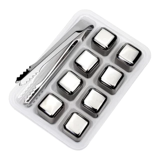 Cubos de gelo de aço inoxidável 8 cubo Com Pegador reutilizáveis para Bebidas Drinks