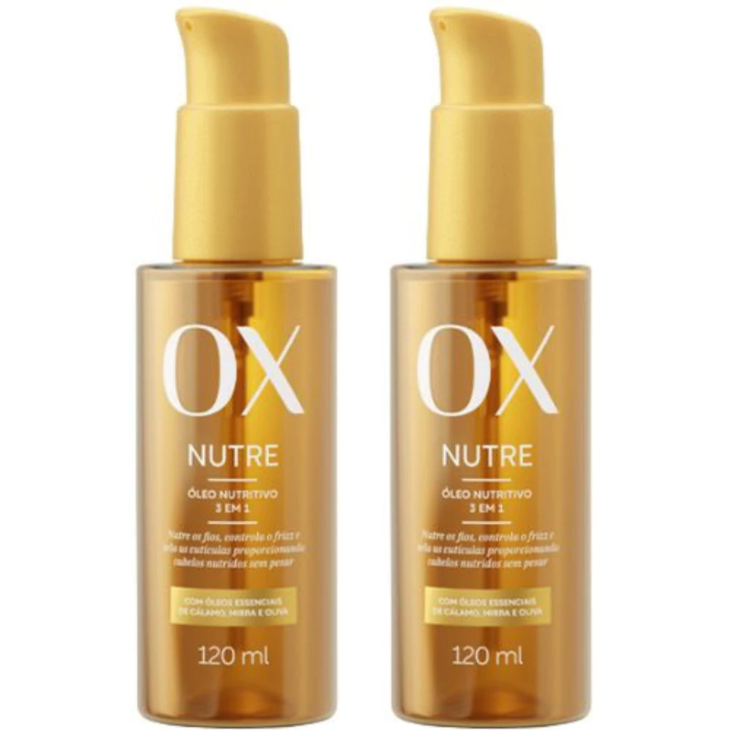 Kit c/ 2 Óleo Nutritivo 3 em 1 OX Nutre 120ml Reparador de Pontas