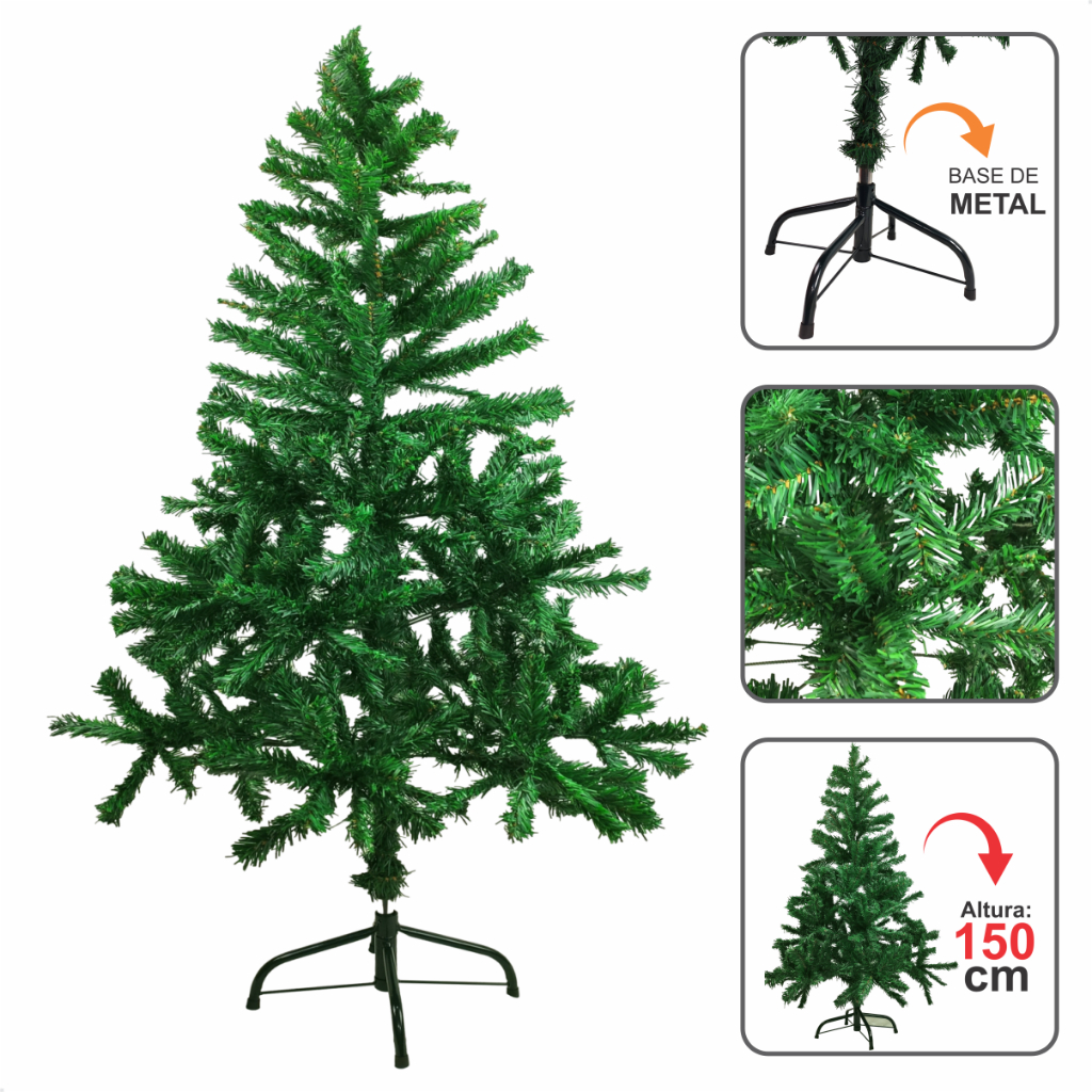Árvore de Natal Cheia Pinheiro Verde Decoração Natalina Pinheirinho Grande 150cm C/ 320 Galhos