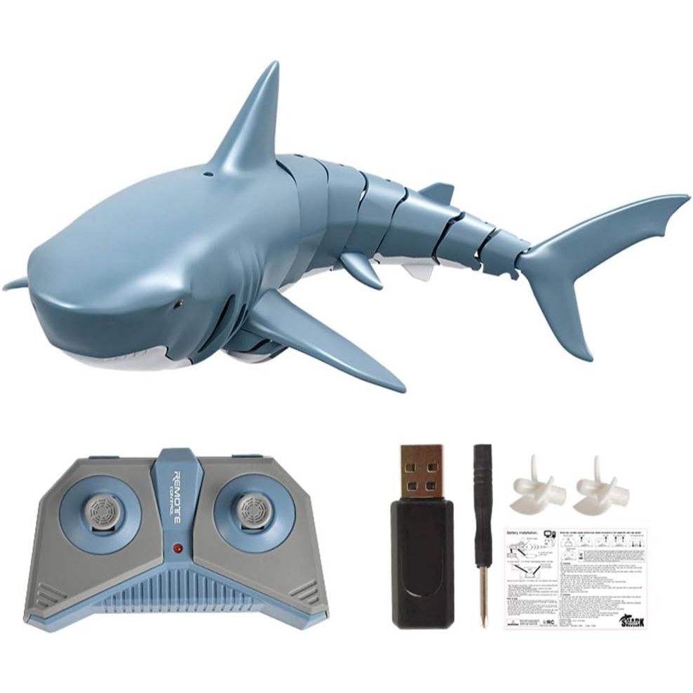 Brinquedo Menino Tubarão Controle Remoto Shark Dágua Robô Recarregável