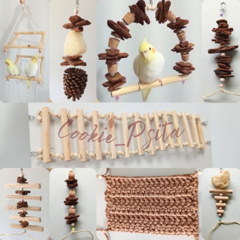 Brinquedo para Calopsita, Periquito, Agapornis - kit Enriquecimento Ambiental