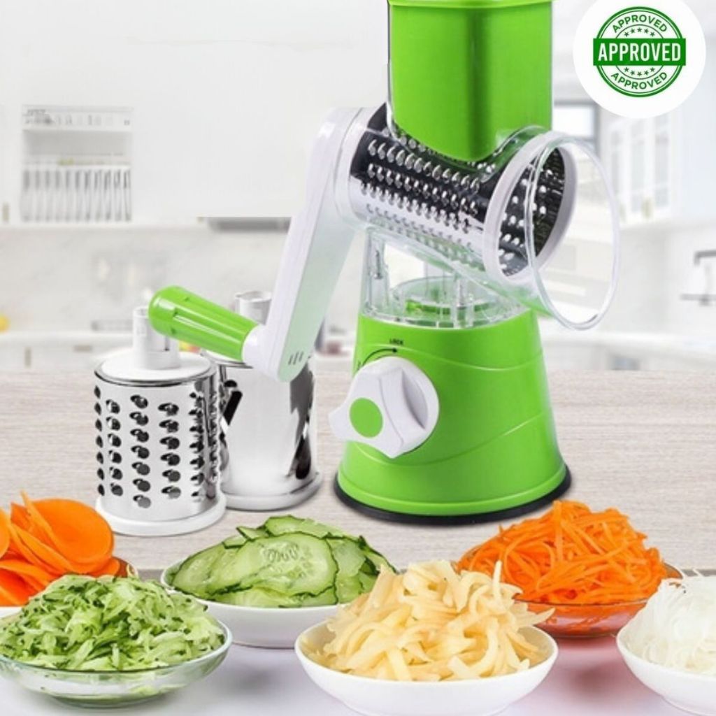 Cortador Ralador Fatiador 3 Lâminas Multifunção Rotativo Inox Legumes Queijo Verduras