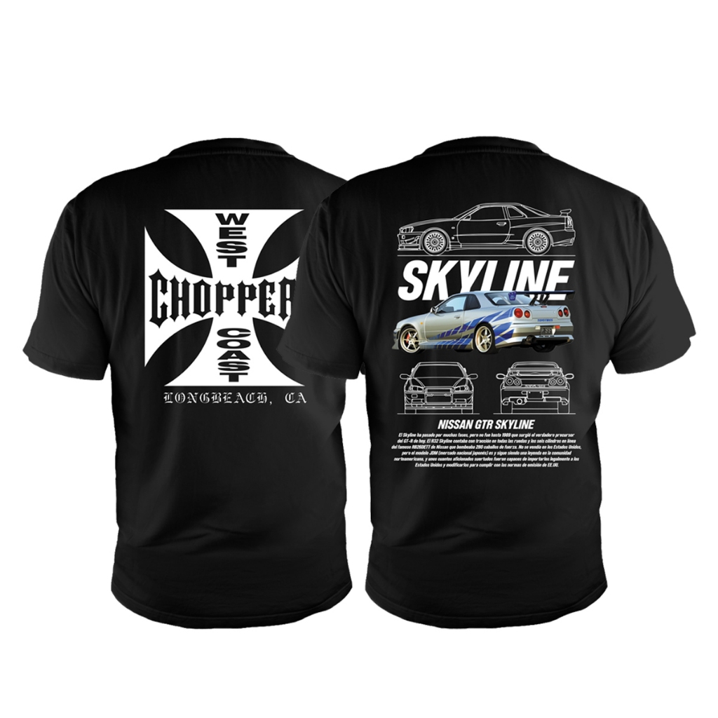 Kit Camiseta Carro Skyline e West Coast Choppers Brian Velozes e Furiosos