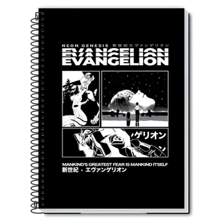 Caderno Anime Neon Genesis Evangelion Personalizado Capa Dura 1 matéria 12 matérias 20 matérias - Modelo 8