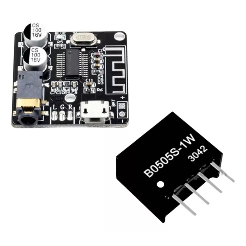 Placa Receptor Bluetooth 5.0 + Isolador B0505 ​​5V Anti Ruído - Envio Imediato para Todo Brasil