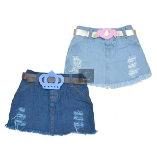 saia jeans infantil menina com elástico de 2 a 8 anos