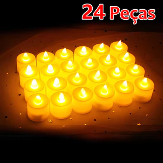Conjunto de 24 Velas LED Decorativas com Luz Quente, Ideais para Festas e Decoração de Móveis
