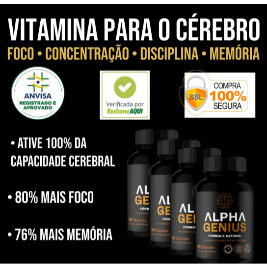 Alpha Genius Nootropico Suplemento Natural Kit 3 potes 270cps ...