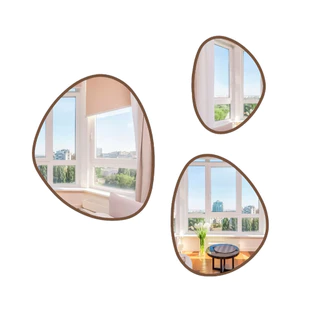 Kit 3 Espelhos Com Moldura Orgânico Design Elegante