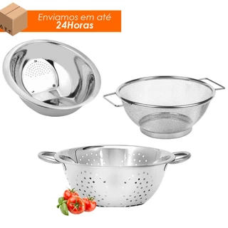 LEVE MAIS POR MENOS Kit 3 peças Escorredor De Arroz + Escorredor De Macarrão + Escorredor telado