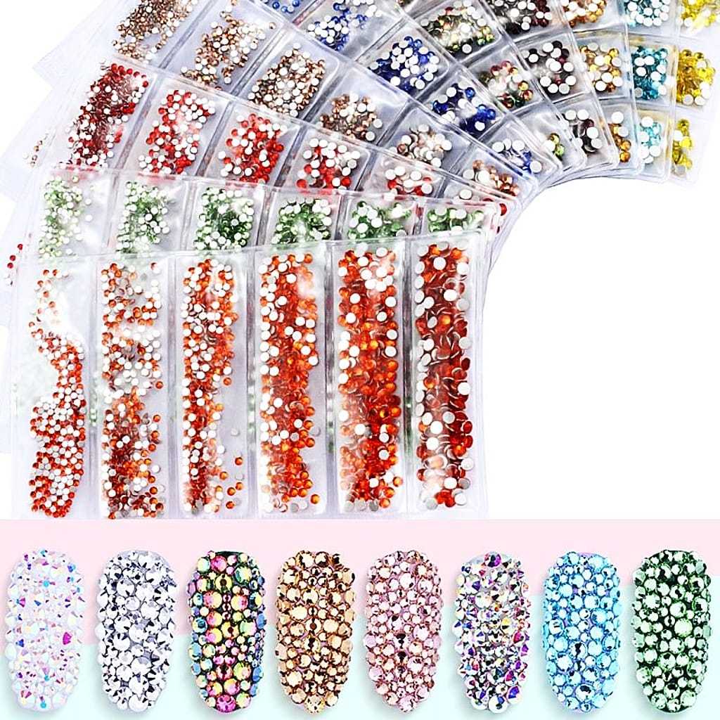 Kit Strass Pack 3 tamanhos Diferentes Decoração de unha SS4 ao SS6