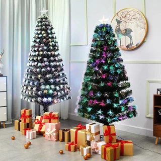 Árvore de Natal LED Fibra Ótica Nevada Luzes Colorida Bivolt Enfeite Natalino 60/90/120/150CM 110V branco