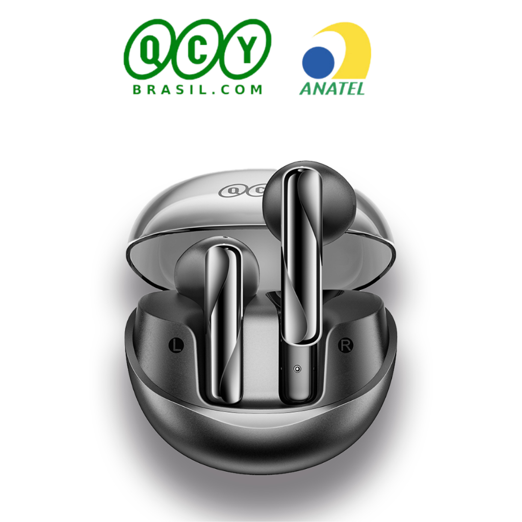 Fone Bluetooth Sem Fio QCY T32 AilyBuds Clear ENC Bluetooth 5.3 22h De Bateria IPX5 - Preto e Branco