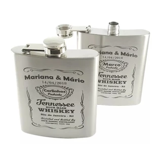 Cantil em Inox Escovado Para Bebida Cantil de Bolso Porta Bebida 175ml 60z Personalizado