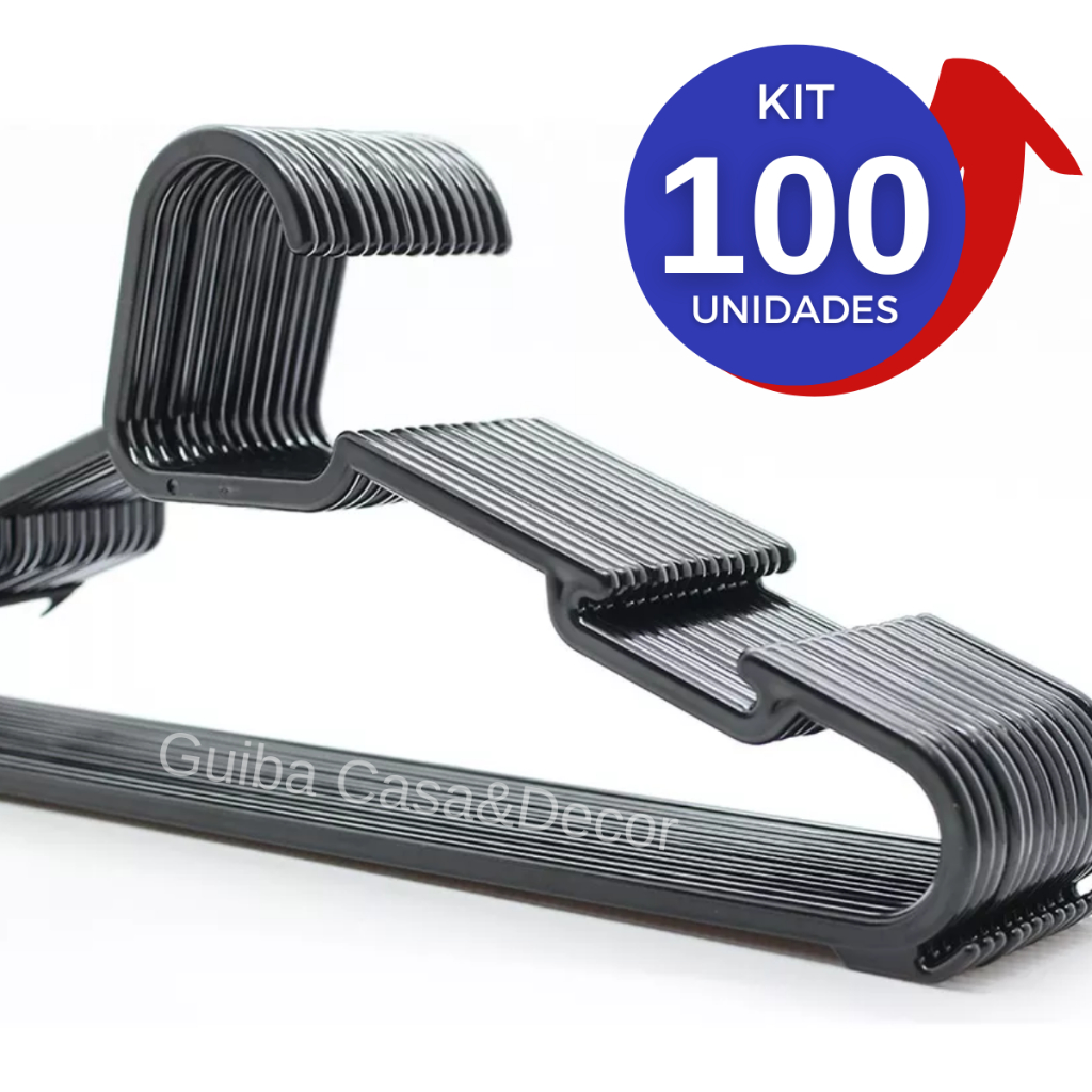 Kit 100 Cabide Reforçado Resistente cabide adulto cabides para roupas ...