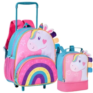 Kit Escolar Infantil Animais Mochila de Rodinhas e Lancheira Linha Clio Pets Lançamento ENVIO IMEDIATO Clio Style