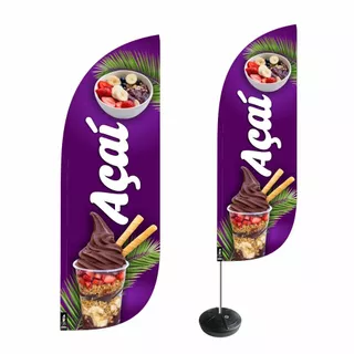 Wind Banner Açaí 2,8m Completo Dupla Face Fly Flag Açaiteria ENVIO EM 24H