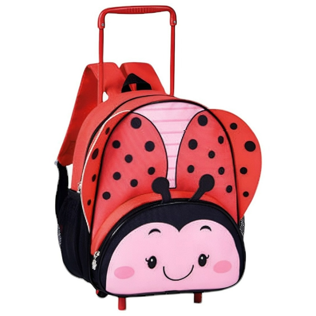 Mochila de Rodinhas Infantil para Criança Clio Pets Lançamento Joaninha