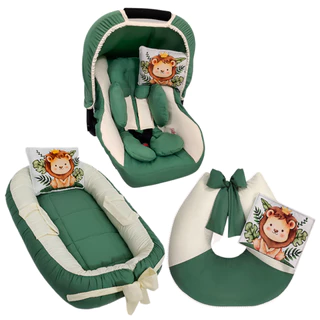Kit Ninho Redutor de Bebê, Almofada Amamentação, Capa de Bebê Conforto e Redutor Anatômico