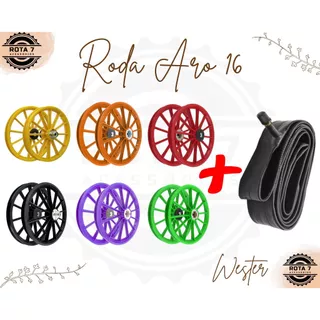 Kit Roda Nylon Plástico Aro 16 + Câmara de Ar Bicicleta Infantil MTB Bike - Wester