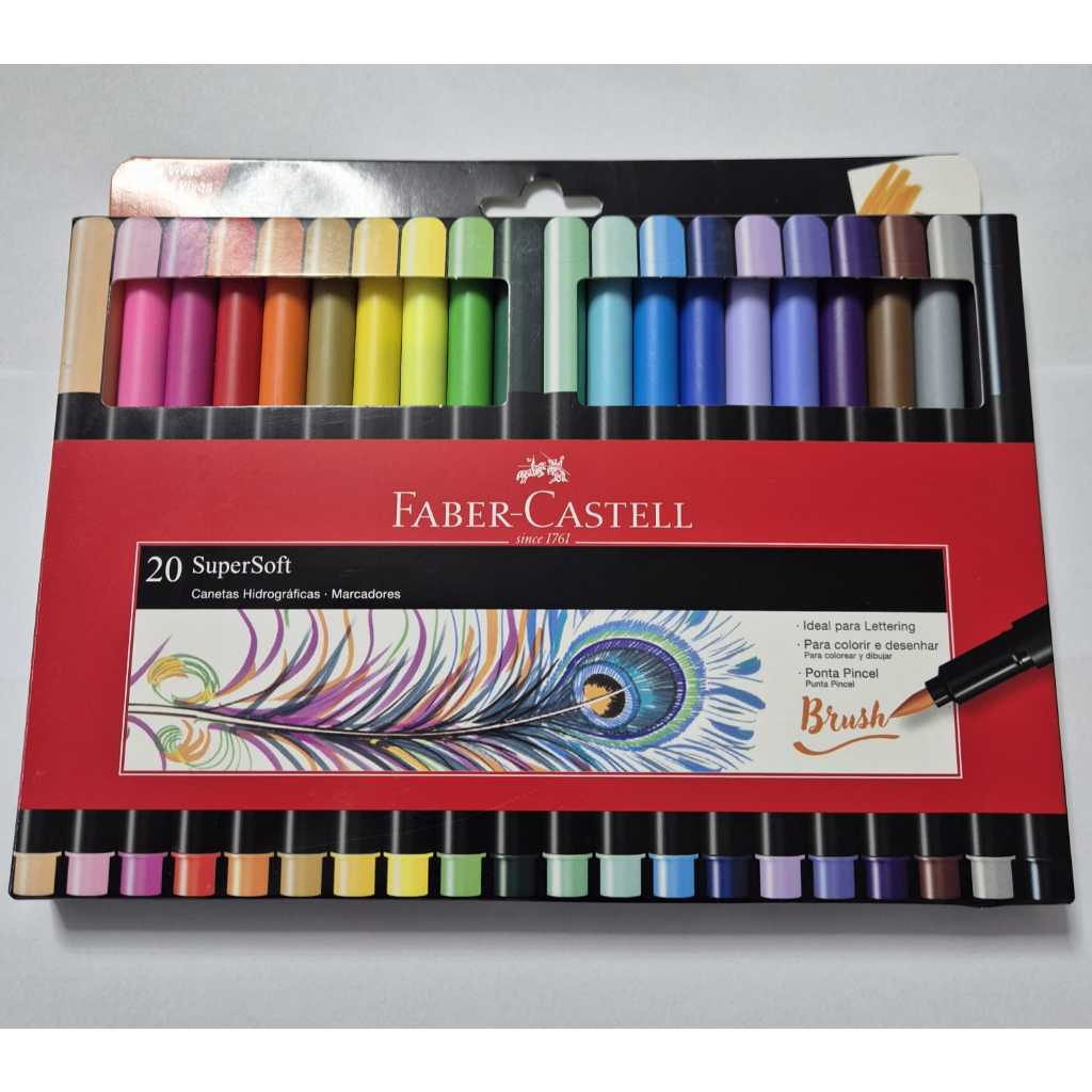 Canetinhas Faber-Castell SuperSoft Brush Pen Com 20 cores | Shopee Brasil