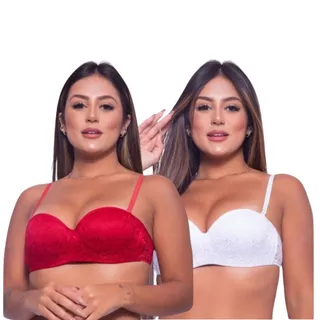 Kit Com 2 Tomara Que Caia Com Bojo Com Renda Com Alça Removível