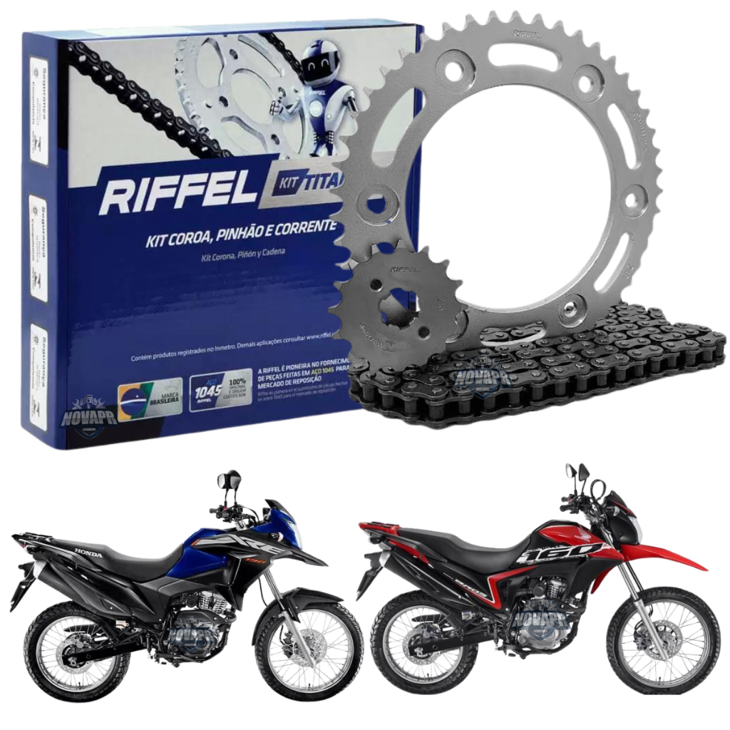 Kit Relação Transmissão Nxr 160 Xre 190 Aço 1045 2015 À 2024