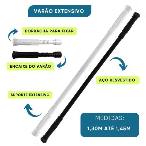 Var o Extensivo Ajust vel 1 30m At 1 45m Para Cortina De Box Banheiro 