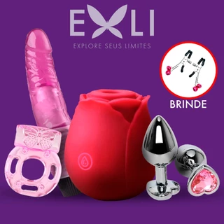 Consolo Feminino Kit Sexy Shop Casal Produtos Mulher Vibrador Sugador Clitóris Rosa Recarregável